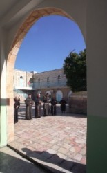 The Way of Sorrow, First Station, the Chapel of the Flagellation where tradition holds that Jesus was interrogated by Pilate. The Franciscans begin their weekly procession through the Stations of the Cross here, on Friday afternoons. 