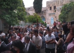 The Way of Sorrow, First Station, the Chapel of the Flagellation where tradition holds that Jesus was interrogated by Pilate. The Franciscans begin their weekly procession through the Stations of the Cross here, on Friday afternoons. 