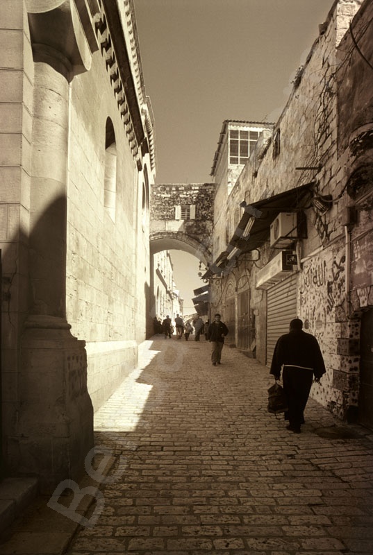 The Way of Sorrow, Second station: The Chapel of the Flagellation where tradition holds that Jesus was 
interrogated by Pilate. This modest chapel was built on the site of a Crusader oratory.

