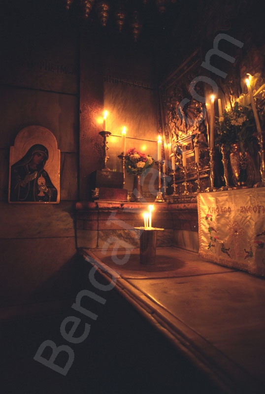 Tomb of Christ. is the mortuary chamber and the last station of the Via Dolorosa. A marble slab about two meter  long covers the bathtub type tomb Wich hhich had been donated by Jeseph of Arimathea. A
