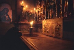 The Tomb – The aedicule, the artificial structure that stands in the center of the anastasis, simulates the original two-roomed tomb of hewn stone. One enters the first room, the Chapel of the Angel, 