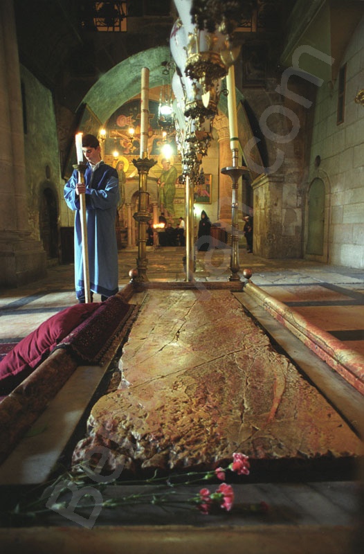 Church of the Holy Sepulcher_Holy Land_Holy Prison_Tomb of Christus_Stone of the Unction_Golgotha_Roman Catholics_Greek orthodox. The pictures is in the Jerusalem Christian Quarter._