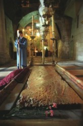 Church of the Holy Sepulcher_Holy Land_Holy Prison_Tomb of Christus_Stone of the Unction_Golgotha_Roman Catholics_Greek orthodox. The pictures is in the Jerusalem Christian Quarter._