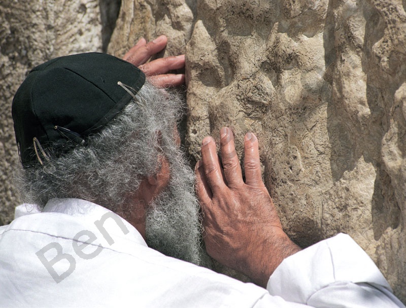 Praying man at the Wailing Wall. Jerusalem kotel