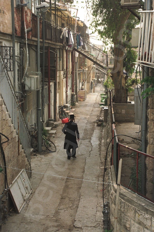 Mea She'arim Quarter is home  to the ultra ortodox of Jews, some so extreme in their views thet they  do not recognise the modern State of Israel because it  is not a theocracy.