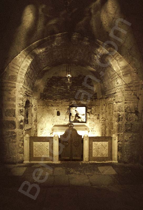 One can see the altar in the Chapel of Adam and the rock beneath the Golgotha. Adam’s  skull was buried here. When Jesus was crucified and his body was nailed, his blood was dripping down from the cro