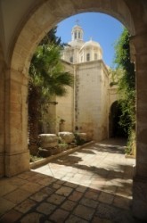 The Way of Sorrow, Second station: The Chapel of the Flagellation where tradition holds that Jesus was 
interrogated by Pilate. This modest chapel was built on the site of a Crusader oratory.

