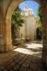 The Way of Sorrow, Second station: The Chapel of the Flagellation where tradition holds that Jesus was 
interrogated by Pilate. This modest chapel was built on the site of a Crusader oratory.

