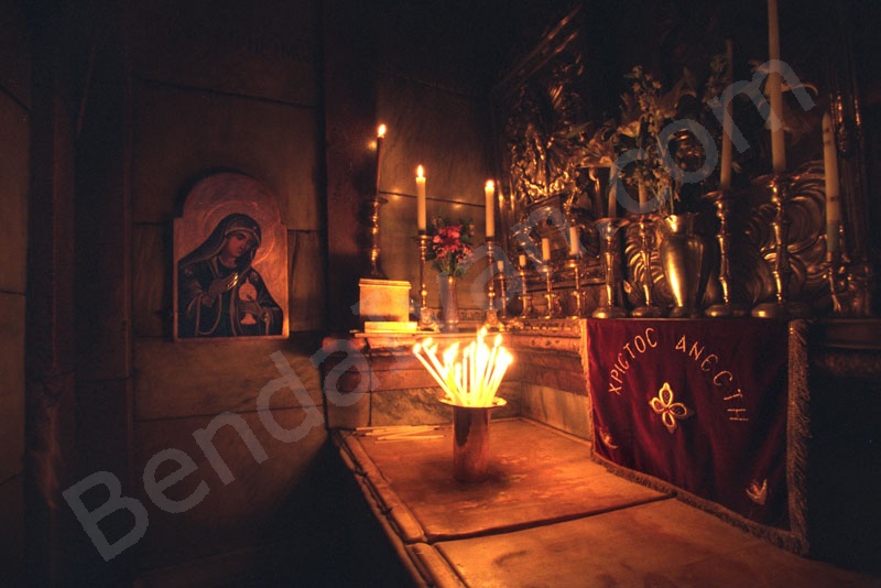 Tomb of Christ holy sepulchre, calvary, 14th station.